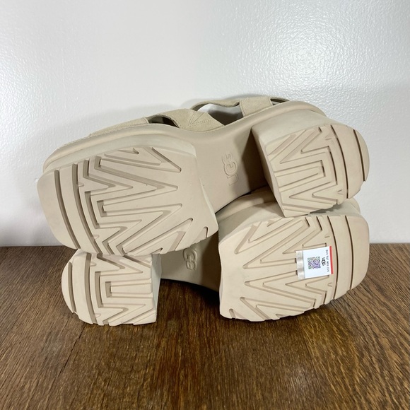 New UGG New Heights Platform T-Strap Sandal in Mustard Seed Women’s Size 9 - Picture 8 of 11